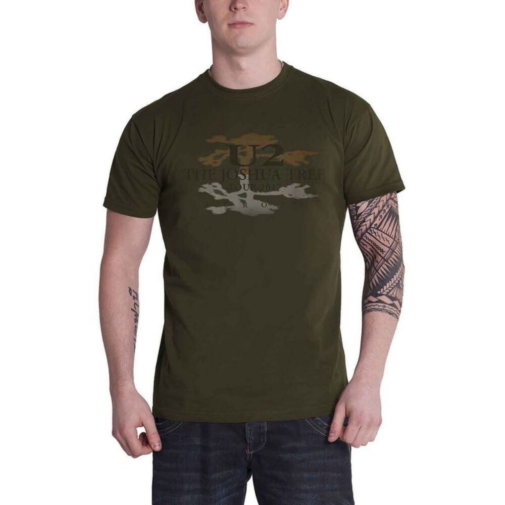 U2 Unisex Adult Joshua Tree Back Print T-Shirt / Green